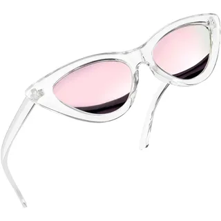 Joopin Cateye Sonnenbrille Damen Rosa Verspiegelte Vintage und Damen Sonnenbrille 80er Katzenauge Party Brille Retro UV400 für Cosplay (Verspiegelte Rosa) - Einheitsgröße