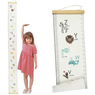 Surplex Hängendes Messlineal für Kinder, Baby-Höhen-Wachstumsdiagramm, Kinderzimmer, Wandbehang, Messlatte, abnehmbare Leinwand, Holz