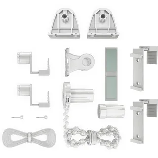 Estika Klemmfix ohne Bohren Montage Set für Minirollo, Thermo Rollo, Verdunkelungsrollo - Weiß - 17mm - Ersatzteile für Rollos für Fenster ohne Bohren, Klemmträger für Jalousien, Klemmfix Halterung