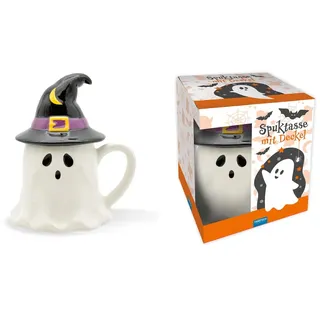 Trötsch Spuktasse mit Deckel Gespenst Keramiktasse Halloween: Kaffeetasse Teetasse Geschenkidee Geschenk Tasse Halloween Tasse mit Deckel Gespenst