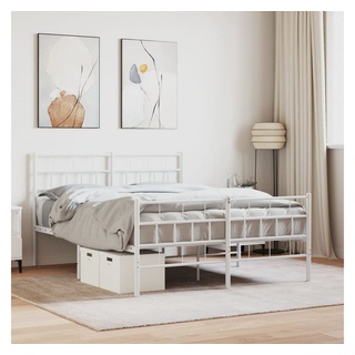 vidaXL Bett Bettgestell mit Kopf- und Fußteil Metall Weiß 120x200 cm weiß