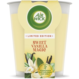 Air Wick Wohlfühl-Duftkerze XL im Glas – Duft: Sweet Vanilla Magic – Bis zu 40 Stunden Brenndauer – Enthält natürliche ätherische Öle – 220 g Duftkerze