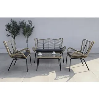 acamp® Loungemöbel-Gruppe »KORFU«, schwarz bambus dunkelgrau