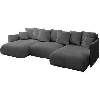 altdecor Ecksofa Cord 6-Sitzer Dunkelgrau