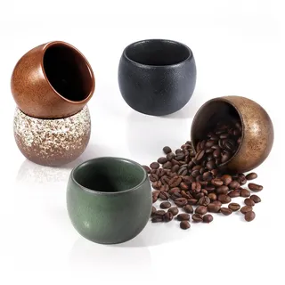 ecooe 90ml Espresso Tassen Dickwandig aus Steingut Kaffeetassen 5er Set