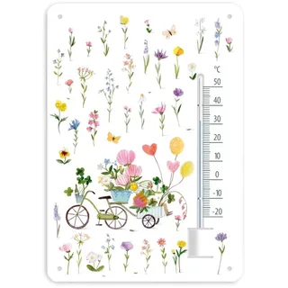 Garten, Grätz Verlag, Gartendekoration, Geschenkidee, Gärtner, Metall Thermometer, dekorative Blechschilder außen, Landhaus, Bauerngarten (Thermometer Auf ins Glück)