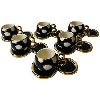 Schatzkiste1 Kaffeeservice Luxus Gold Espressotassen 12 TLG für 6 Personen Tassen + Untertassen, 6 Personen, Espressotassenset für 6 Personen
