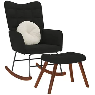 vidaXL Schaukelstuhl mit Hocker Samt 61 x 78 x 98 cm Schwarz