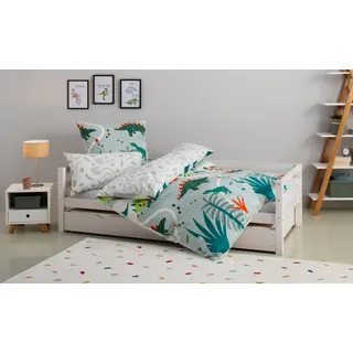 OTTO home Kinderbettwäsche CUDDLEE, Renforcé, 2 teilig, in vielen Designs: Dino,Einhorn,Weltraum,Baustelle,Herz,Trecker,Safari grün