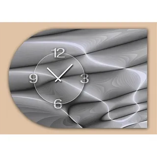 dixtime Wanduhr 6136 Dixtime Designer Wanduhr, Moderne Wohnraumuhr halbrund 50x70cm (Einzigartige Digitaldruck-Optik aus 4mm Alu-Dibond) grau|silberfarben