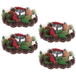 Britesta 4er-Set Weihnachts- & Adventsgesteck, handgefertigt, 23 cm