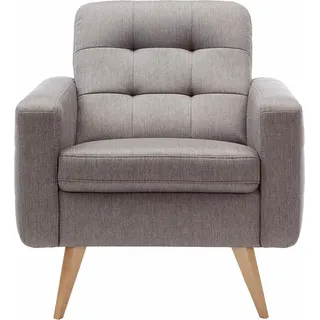 exxpo - sofa fashion Sessel »Nappa, Loungesessel mit aktueller Rückensteppung, bequem und modern«, hohe Holzfüße