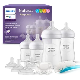 Philips AVENT Babyflaschen Natural Response, Geschenkset für Neugeborene Babys von 0–12 Monaten und älter (Modell SCD838/13)