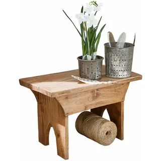Loberon Hocker Hoboken, authentisch antike Optik, wundervoller Nostalgie-Charme, Dekoration, Beistelltisch, Sitzgelegenheit, Mahagoniholz, braun