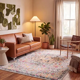 SAFAVIEH Boho Teppich für Wohnzimmer, Esszimmer, Schlafzimmer - Madison Collection, Kurzer Flor, Grau und Gold, 160 X 229 cm