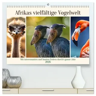 Afrikas vielfältige Vogelwelt (hochwertiger Premium Wandkalender 2026 DIN A2 quer), Kunstdruck in Hochglanz