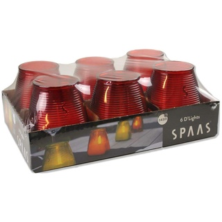 Spaas D'lights Kerze, ± 45 Stunden, 6er-Pack, ohne Duft-rot, Glas, Paraffinwachs, D 83 mm x H 90 mm
