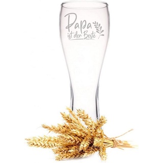 GRAVURZEILE Bierglas Leonardo Weizenglas mit Gravur - Papa ist der Beste - Geschenk für Papa ideal als Vatertagsgeschenk - 0,5l - Bierglas Weizenbierglas als Geburtstagsgeschenk für Männer - Geschenk für Ihn