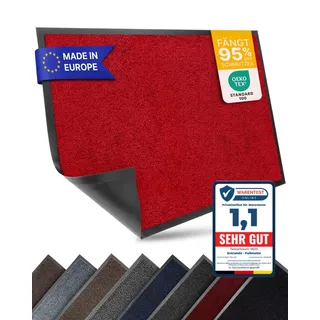 Entrando Fußmatte 60x90 cm in Rot - Rutschfeste Schmutzfangmatte für innen und außen - ideal für Haustür, Flur, Balkon, Terrasse - Carpet Fuß... - Rot