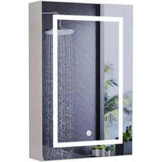Brilverde Spiegelschrank, Weiß, Glas, Metall, Holz, 50x70x12.5 cm, Badezimmer, Badezimmerspiegel, Spiegelschränke