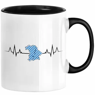 Bayern Tasse Geschenk Bayrische Liebe Geschenkidee München Herzschlag Tasse Kaffee-Becher Krug (Schwarz)