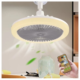 MUPOO Deckenventilator mit Licht Beleuchtung und Fernbedienung,LED Deckenlampe mit Ventilator, 30W Deckenventilatoren, 3 Modi, fur Schlafzimmer Küche Esszimmer grau