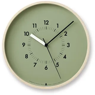 Lemnos Wanduhr Awa Clock-Soso/Designer Wanduhr ohne Tickgeräusche aus Japan/Wanduhr modern mit schleichender Sekunde/Küchenuhr, Uhr Wohnzimmer/Clock – Farbe grün