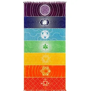 Regenbogen Chakra Tapestry Tuch Yoga Matte Sonnencreme Schal Tapisserie Hippie Streifen Zigeuner Reise Yoga Matte Tapisserie