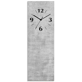 ARTLAND Wanddeko Wanduhr ohne Tickgeräusche aus Glas Funkuhr 20x60 cm Rechteckig Lautlos 20x60 cm Grauer Beton Optik U1RG