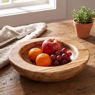 Levandeo® Dekoschale, Teakholz Schale 25 cm Obstschale Dekoschale Massivholz Unikat 25 cm