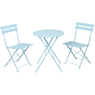 Albatros Bistroset 3-teilig Blau Bistrotisch mit 2 Stühlen klappbare Stühle und Tisch aus robustem Metall optimal als Balkonmöbel Set oder Gartenmöbel
