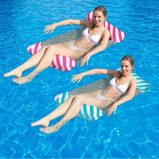 Wasserhängematte mit Netz – Dicke PVC Version, 100kg Tragkraft, 4-in-1 Hängematte Pool für Meer & Pool, inkl. Handpumpe