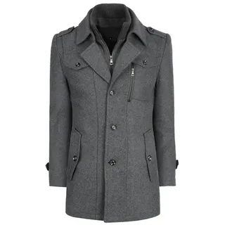 Allthemen Kurzmantel mit Doppelkragen Herren Wintermantel warmer Doppelkragenmantel Winter grau XL