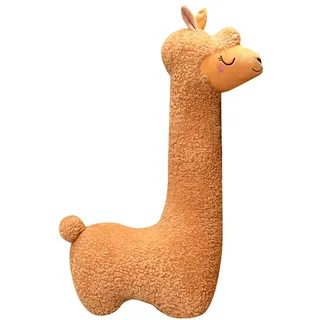 OUKEYI Llama-Körperkissen, riesiges Alpaka-Plüsch-Langkörperkissen, Flauschiges -Plüschtier, kuscheliges Alpaka-langes Kissen, Weihnachten, Geburtstag, 71 cm,braun