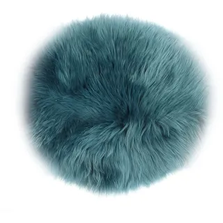 Sitzkissen LAMMFELL blau (D 34 cm) - blau - D 34 cm