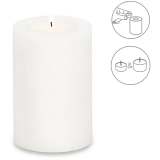 EDZARD Stumpenkerze Cornelius Ø 10 cm, (H 15 cm) Stumpenkerzen-Optik, Dauerkerze für Maxi-Teelichter weiß