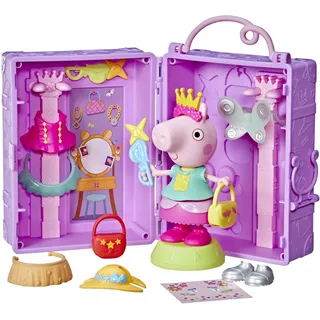 Peppa Pig Peppas Anziehspaß-Kleiderschrank Spielset, Figur, 14 Mode-Accessoires und Aufklebern, interaktives Spielzeug für Mädchen und Jungen ab 3 Jahren