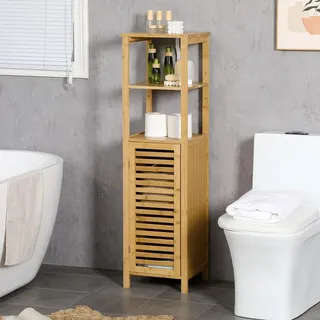 kleankin Badezimmerschrank 29,9 x 120 x 30 cm Beige