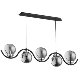 Licht-Erlebnisse Pendelleuchte ILORO, ohne Leuchtmittel, Metall Glas E14 H: max. 90 cm Schwarz Rauchglas Chrom Kugel Schirm bunt|schwarz