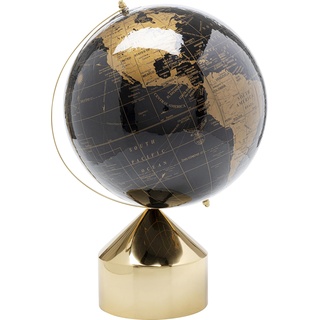 Kare Design Deko Objekt Globe Top, Schwarz, Gold, Globus, Edelstahlgestell, teilweise Handarbeit, D 30cm, 47x30x30 cm (H/B/T)