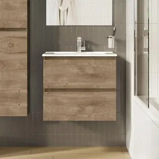Evineo Waschbeckenunterschrank 2 Auszüge 60 x 53 cm Weiß