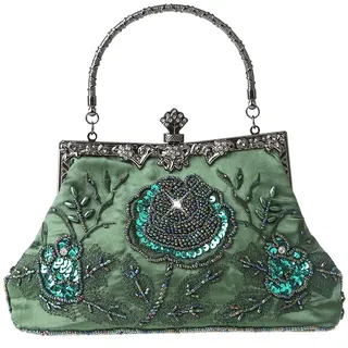 DA BODAN MMYOMI Vintage Floral Perlen Strass Stickerei Clutch Pailletten Hochzeit Abschlussball Tasche Braut Damen Crossbody Abend Handtasche