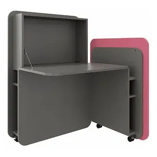 fm FLATup  Sekretär basalt/ rose rechteckig, schwarz 107,0 x 41,5 - 91,0 cm
