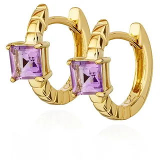 NKlaus Paar Ohrstecker Paar Creolen 333 Gelbgold 8 Karat 14,5x13mm echt Amethyst Damen Goldoh