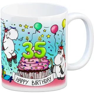 trendaffe - Honeycorns Tasse zum 35. Geburtstag mit Muffin und Einhorn Party