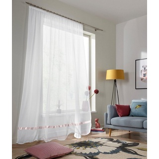 Gardine Eby, my home, Kräuselband (1 St), transparent, Satin, Vorhang, Fertiggardine, Store, transparent rosa