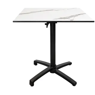 RestooTab - Klappbarer Outdoor Tisch Diabolo 70x70cm Dekor weißer Marmor