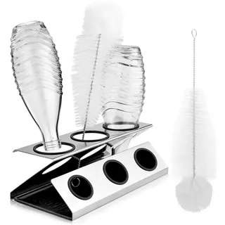 BlingBin Flaschenhalter Abtropfhalter aus 304 Edelstahl mit Herausnehmbare Abtropfwanne, (1er Set, 1-St., 30*15*10cm), Abtropfständer für Sodastream, Crystal, Emil Flaschen, Silber silberfarben