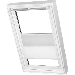 Dachfenster Waben Plissee ohne Bohren Tag und Nacht passend für Velux Fenster verdunkelnd und lichtdurchlässig Plisseerollo verspannt Klebemontage (weiß raumverdunkelnd/weiß tageslicht, PK08)