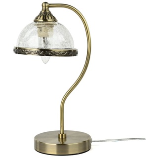 Tischlampe 35 cm E14 Messing aus Glas Metall Jugendstil Tischleuchte